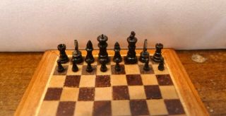 Artisan Crafted Dollhouse Miniature Signed Geoffrey Wonnacott Chess Game IGMA 6