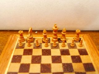 Artisan Crafted Dollhouse Miniature Signed Geoffrey Wonnacott Chess Game IGMA 7
