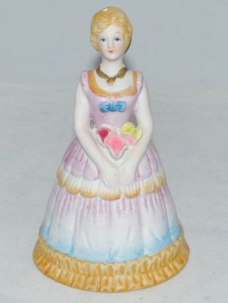 Collectible Porcelain Figural Bell Lady With Flowers