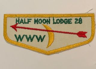 Order Of The Arrow Half Moon Lodge 28 F1b Rare First Flap