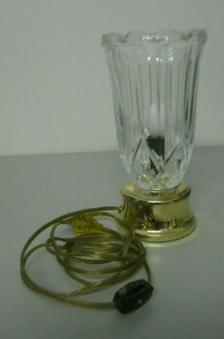 Vintage Cut Glass And Brass Electric Bedside Table Hurricane Lamp Nightlight