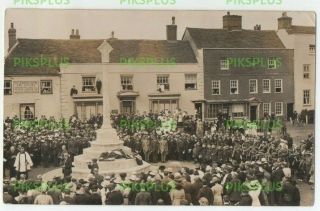 Old Postcard Ww1 War Memorial Ceremony Grantham Lincolnshire Real Photo C.  1920