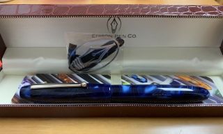 Edison Collier Blue Steel Fountain Pen (1.  1 Stub Nib)