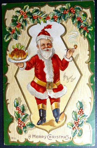 Postcard A Merry Christmas Santa Claus His Busy Day Series No.  18