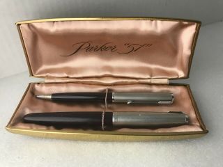 Vintage Parker 51 Pen & Mechanical Pencil Set In Case