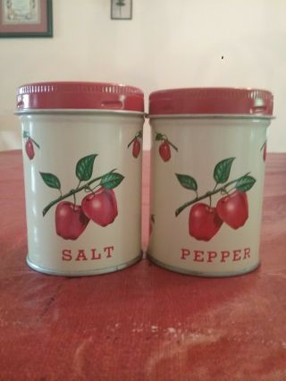 Vintage Decoware Tin Salt & Pepper Shakers,  Apple Design