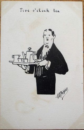 Hand - Drawn/original Art/artist - Signed 1920s Art Deco Postcard: 