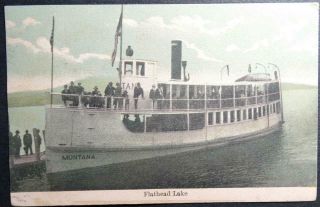 Postcard - Tinted Image Flathead Lake Montana Ship Boat