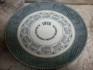 Vintage Royal China Currier Ives Style Blue & White 1975 Calendar Plate 10