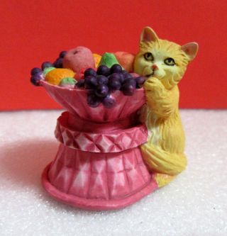 Lenox Miniature Victorian Cat With Fruit Kitty Kitten Thimble