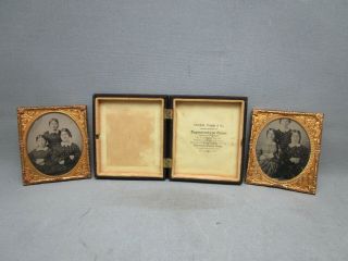 Ambrotype 3d Photo Of Young Women Daguerreotype Union Case 1/6 Plate Size Double