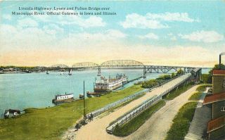 C - 1910 Illinois Iowa Lincoln Highway Lyons Fulton Bridge Pinney Teich 765