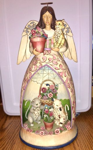 Rare Discontinued Heartwood Creek Jim Shore Light Angel With Cats 2007