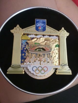Charles Fazzino Nbc 2004 Athens Olympics Media Olympic Pin W/ Tin