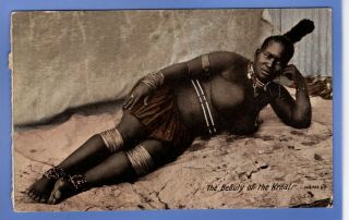 1907c Semi - Nude Native Beauty Lady Of Kraal South Africa Local Postcard