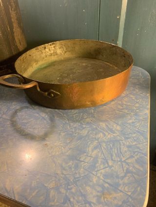 Antique Vintage Dovetailed Copper 11” Sauté Fry Pan Pot Tin Lined 3.  5 Lbs Handle