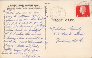 Holiday Haven Camping Area Cornwall PEI Prince Edward Island c1964 Postcard E21 2