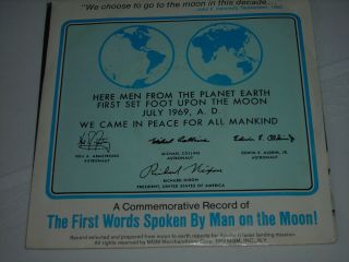 Vintage Historical Autographs - 1969 Moon Landing - Apollo 11 Flight - W/patch