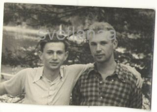 1960s Two Friends Couple Handsome Young Men Guys Boys Hugging Ussr Vintage Photo