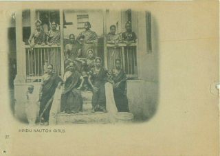 Pc India Hindu Nautch Girls Victorian Court Card Social History / Ethnic C1900