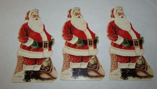 3 Vintage Bank Christmas Club Santa Claus Diecut Ads Ornaments Chicago Illinois