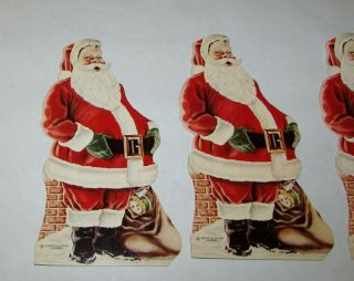 3 Vintage Bank Christmas Club Santa Claus Diecut Ads Ornaments Chicago Illinois 2