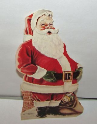 3 Vintage Bank Christmas Club Santa Claus Diecut Ads Ornaments Chicago Illinois 5