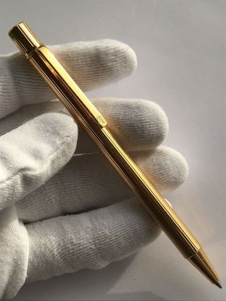 Cartier Must De Ball Point Pen M Gold Plated Ribed Body