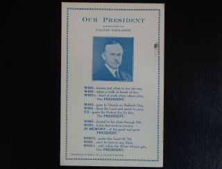 Celebrities In Verse 1924 President Calvin Coolidge Postcard Vintage