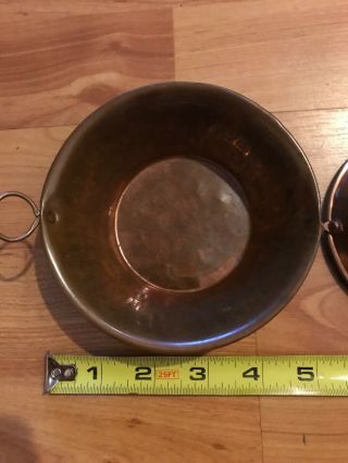Set Of 3 VINTAGE Hand Hammered Copper Handled Dish Bowl Measuring Cups B34 2
