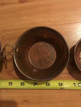 Set Of 3 VINTAGE Hand Hammered Copper Handled Dish Bowl Measuring Cups B34 3