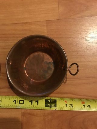 Set Of 3 VINTAGE Hand Hammered Copper Handled Dish Bowl Measuring Cups B34 4
