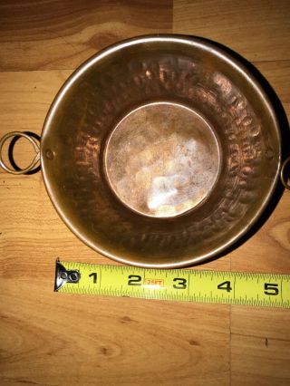 Set Of 3 VINTAGE Hand Hammered Copper Handled Dish Bowl Measuring Cups B34 5