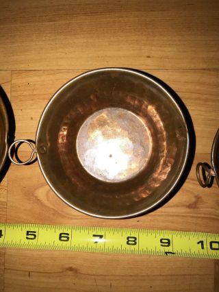 Set Of 3 VINTAGE Hand Hammered Copper Handled Dish Bowl Measuring Cups B34 6