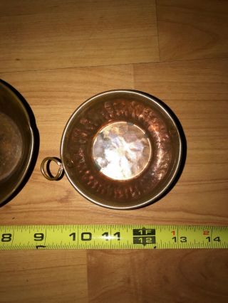Set Of 3 VINTAGE Hand Hammered Copper Handled Dish Bowl Measuring Cups B34 7