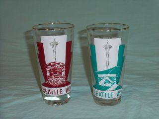 Two Seattle Worlds Fair 1962 Drink Glasses