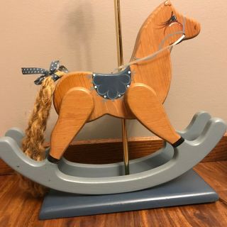 Vtg Wooden Rocking Horse Table Lamp Baby or Children’s 1990s with Lamp Shade 6