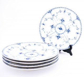 5 Dinner Plates 571 - Blue Fluted - Royal Copenhagen - Half Lace - 2:nd Quality