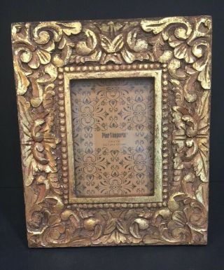 Wood Frame For 5”x7” Photo Or Picture Table Top Pier 1 Imports With Golden Carve