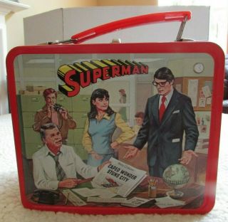 1978 Aladdin Superman Metal Lunch Box With Thermos