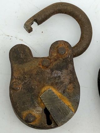 4 Antique Padlock (No Keys) 2 Are Large SCANDINAVIAN Locks Vintage Rusty 2