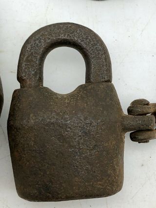 4 Antique Padlock (No Keys) 2 Are Large SCANDINAVIAN Locks Vintage Rusty 3