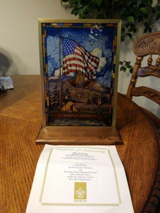 Boy Scouts Of America Bsa Eagle Scout Stain Glass Window,  Stand,