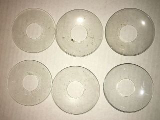 Set Of 6 Antique Glass Chandelier Candle Holder Bobeches 3” W 3/4 " Center Holes