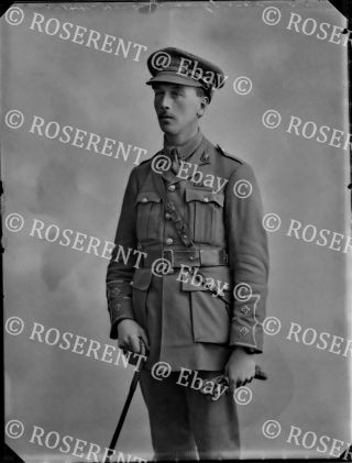 1915 The Royal Sussex Rgt - Lt Sydney T Buck 2 - Glass Negative 22 By 16cm
