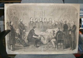 Dying Moments President Lincoln - Apr.  29,  1865 Newspaper Double Page Illustration