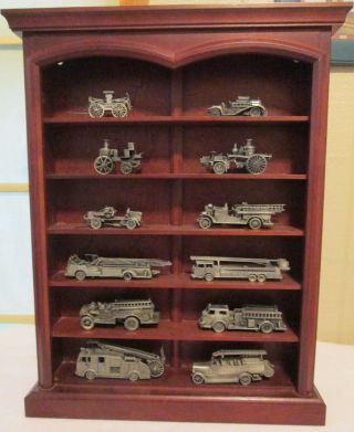 Franklin Pewter Fire Engines Of The World Complete Set Of 12 With Shelf