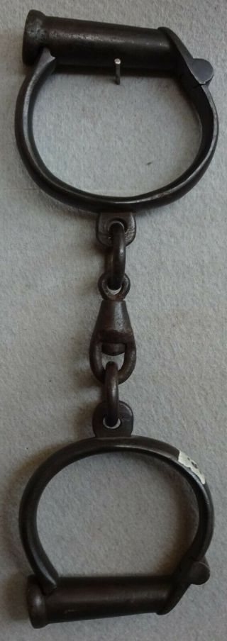 Antique Hand Cuffs Thompson Darby Circa 1880 ' s,  No Key 2