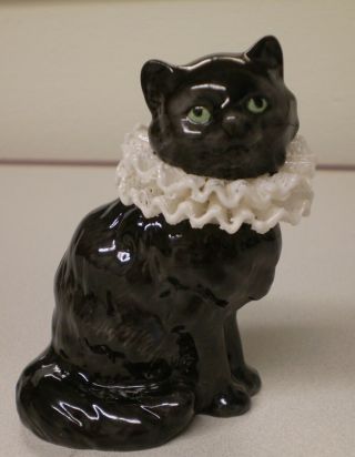 Rare 1988 Franklin Curio Cabinet Cats Porcelain Lace Collar Black Cat