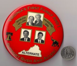 Rare 2000 Republican National Convention Delegate Bush Gilmore Allen Button